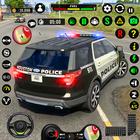 고속도로 경찰 주차장 및 경찰 운전자 3d 아이콘