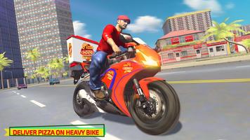 Hot Pizza Delivery Bike Boy پوسٹر