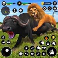 Lion Jeux animal simulateur 3d Affiche