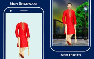 Men sherwani suit photo editor poster