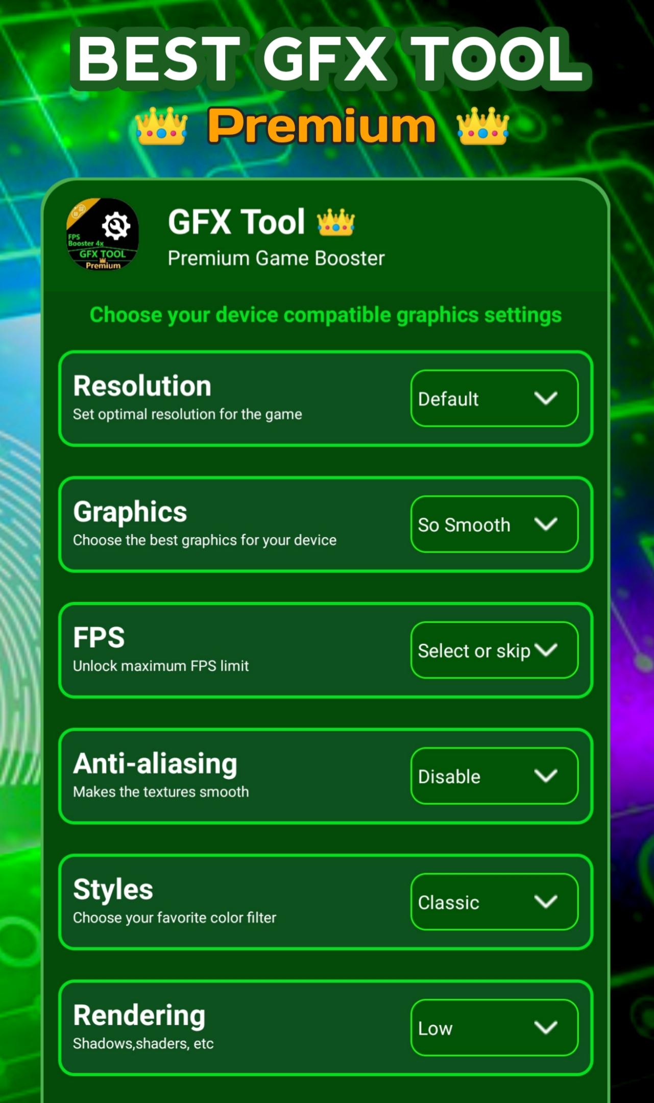 Última Versão De Gfx Tool Pro +🔧 Game Booster & Game Graphics Fix 1.0 Para  Android