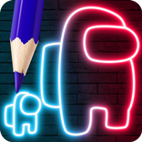 Among Us Coloring Book Neon