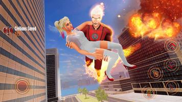 Flying Fire Super Hero Game 3D poster