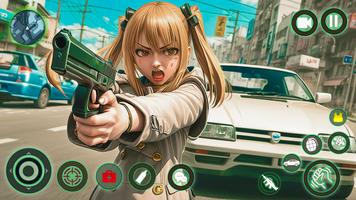 Anime Dziewczyna Gangster Gra plakat