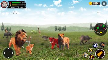 Famille Lion Simulateur 3d Jeu Affiche