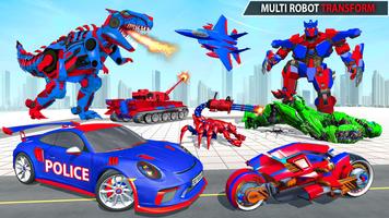 Police Dino Robot Car Games Affiche