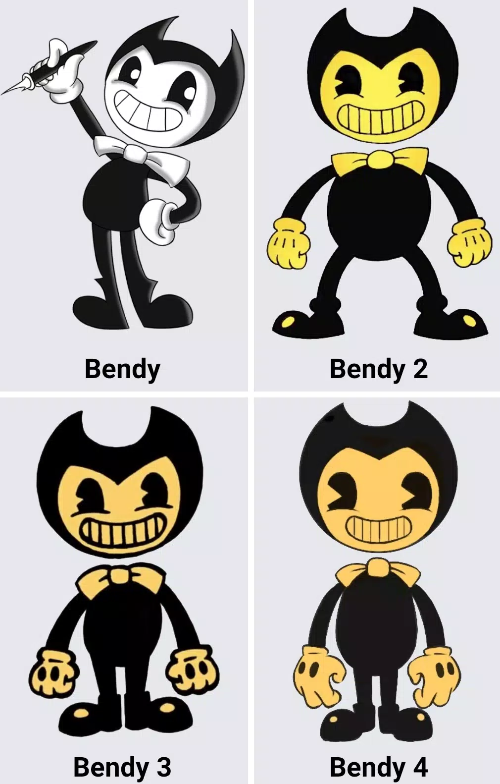 Bendy and the Ink Machine ALL CHARACTERS 1, 2, 3, 4