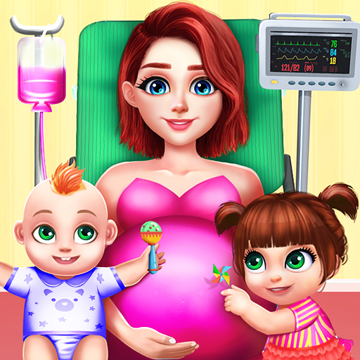 懷孕的媽媽和雙胞胎嬰兒護理