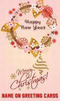 Name On New Year Greeting Card الملصق