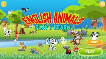 English Animals Play & Learn Affiche