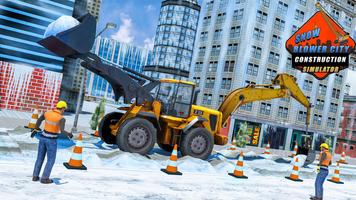 Nieve excavador Y la carretera construcción jueg Poster