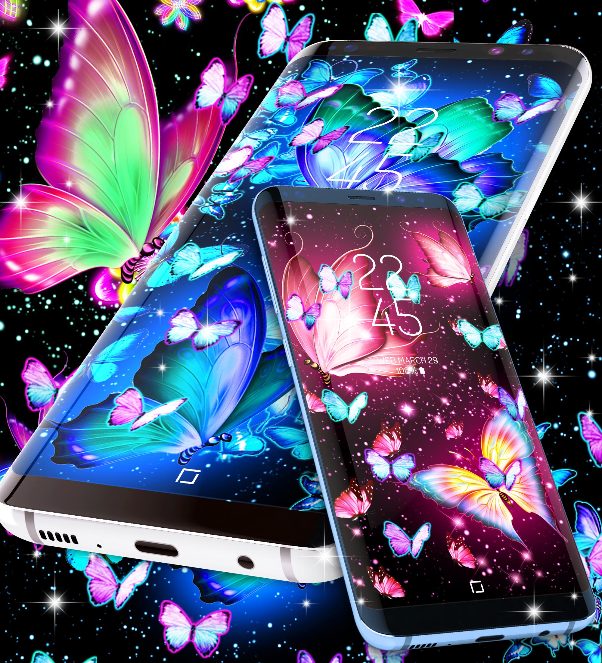 Android 用の Neon Butterflies Glowing Live Wallpaper Apk をダウンロード