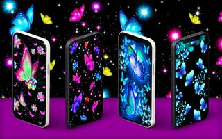 Neon butterfly glow wallpapers ポスター