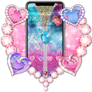 Glitter Heart Zipper Theme aplikacja