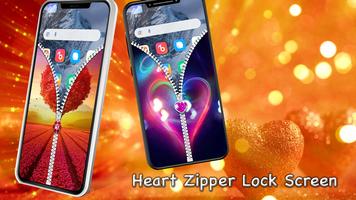 Heart Zipper Lock Screen poster