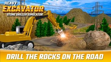 Heavy Excavator Stone Driller Simulator Affiche