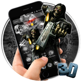 3D Hell Devil Death Gun Skull Theme أيقونة
