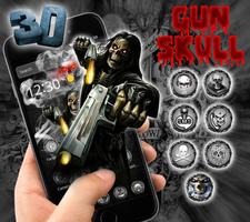 3D Hell Devil Death Gun Skull Theme الملصق