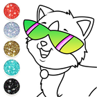 Cute Kitty Coloring Glitter icono