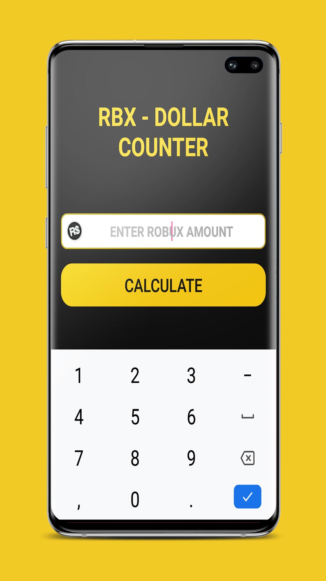 Free Robux Counter Rbx Calculator Conversion For Android - robux to dollar conversion