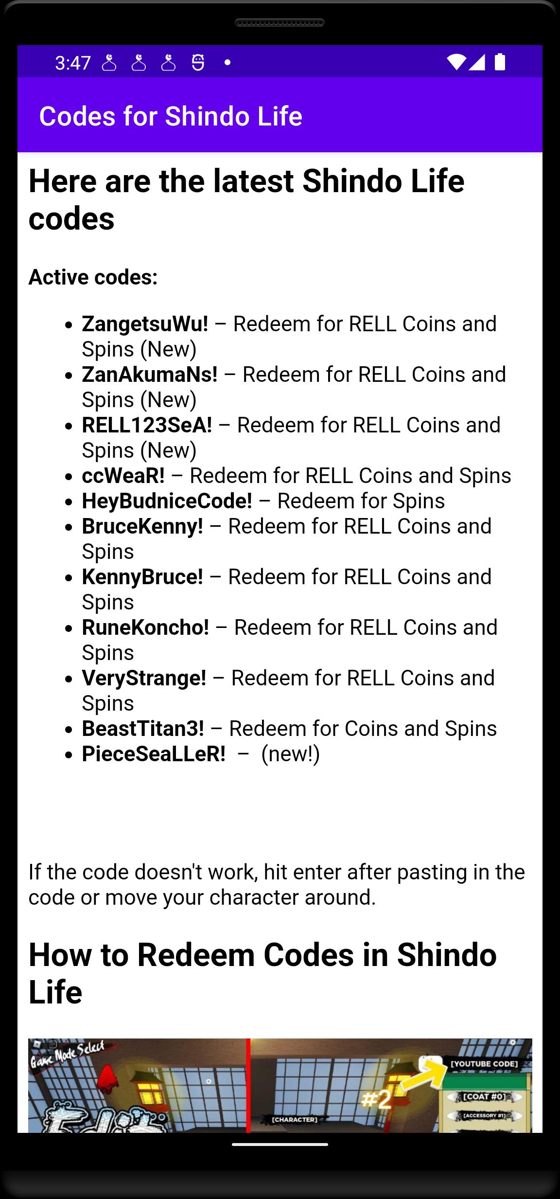 Скачать Codes for Shindo Life APK для Android - Последняя Версия