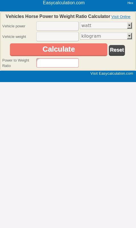 Horsepower to Weight Ratio for Android - APK Download