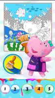Pintora Hippo Livro de colorir imagem de tela 1