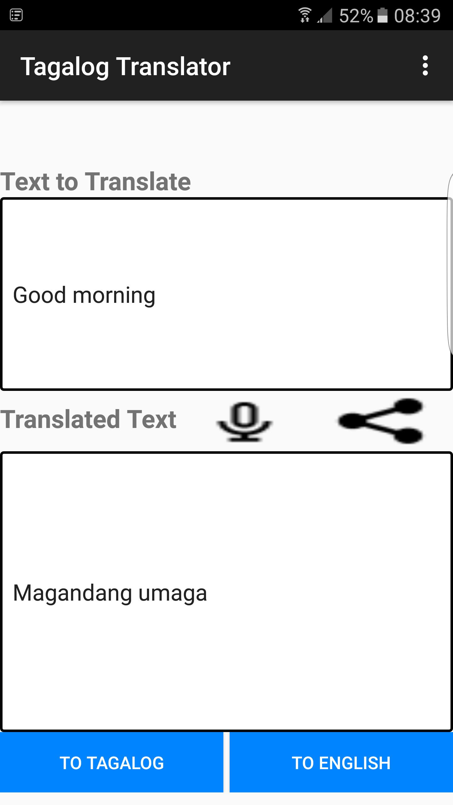 Translate to tagalog to english