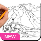 Comment dessiner une montagne icône