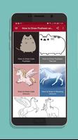 ユニコーンとかわいい猫を簡単に描く方法 ポスター