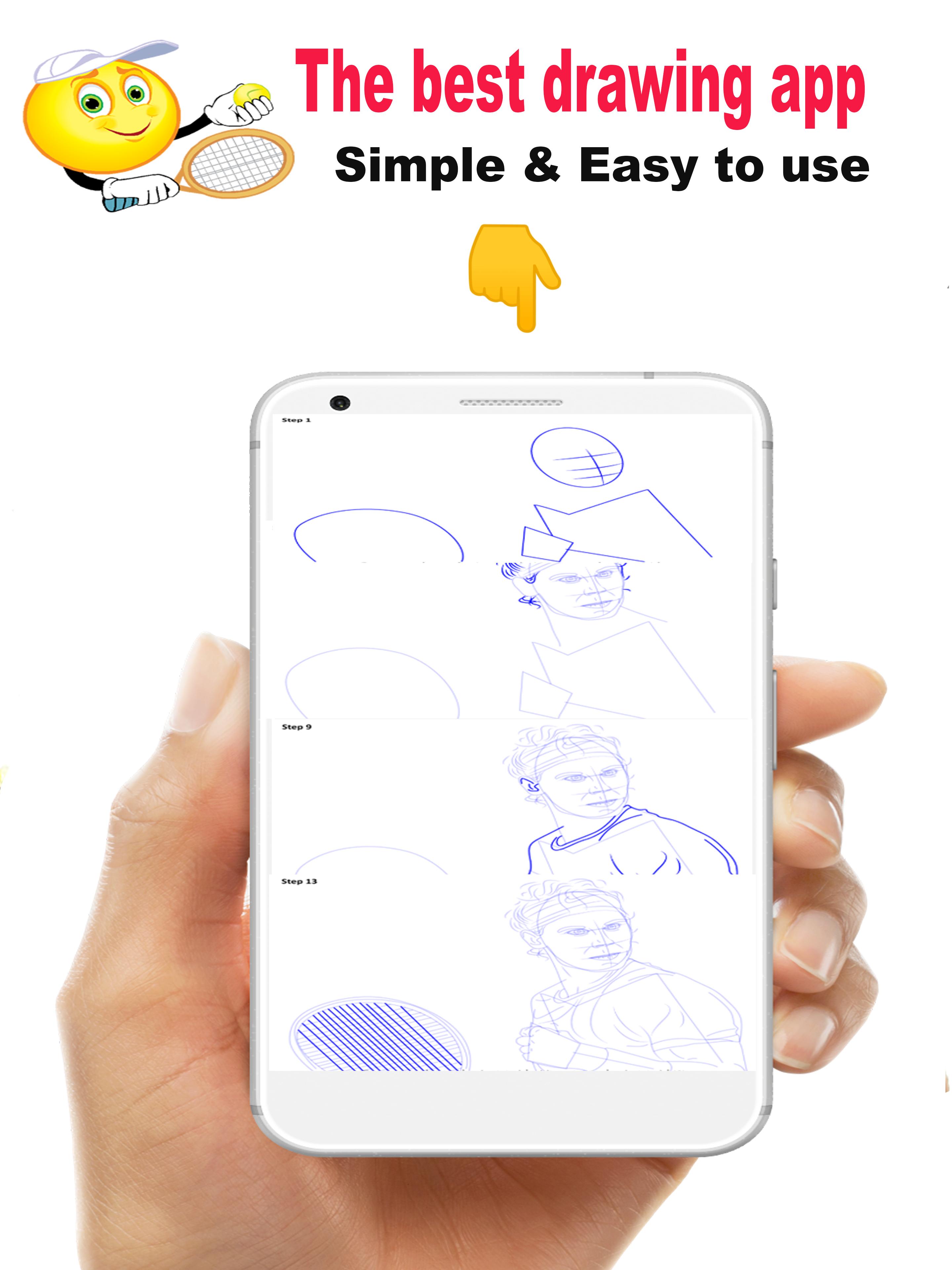 Tennis player drawing easy -Fast and easy 🎾 👇 APK do pobrania na Androida