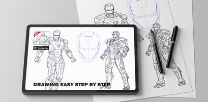 How to Draw Iron Superhero Man पोस्टर