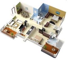 3D huis plan rendering-poster