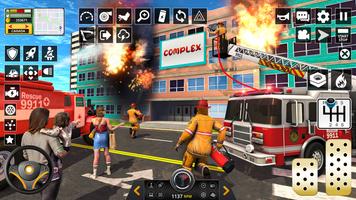 FireFighter Rescue Truck Game. Affiche