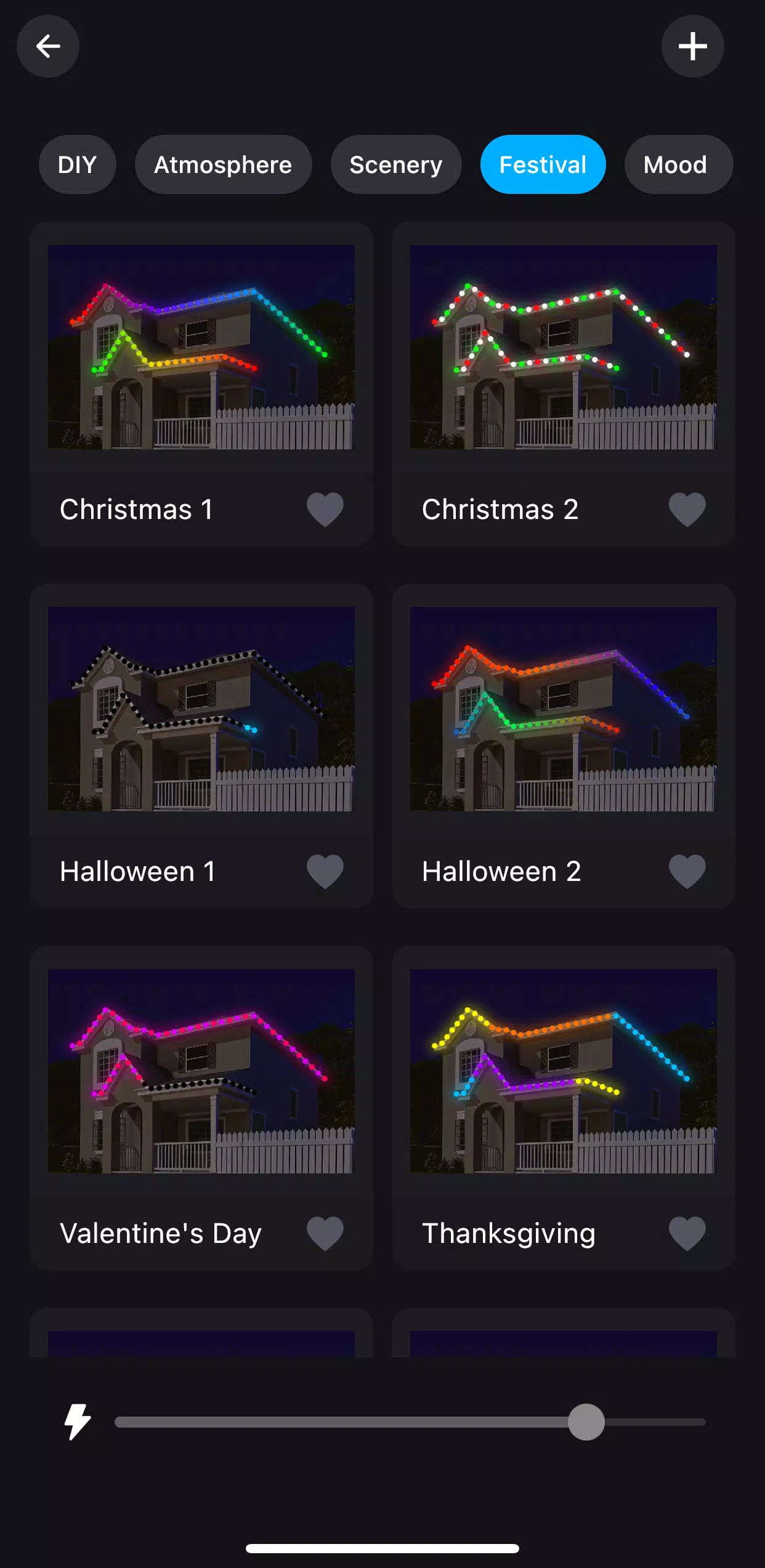 Color and brightness controls in the lighting app