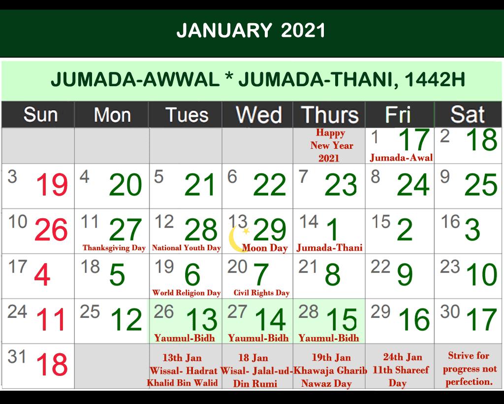 Calendar For 2021 With Holidays And Ramadan - Ramadan ...