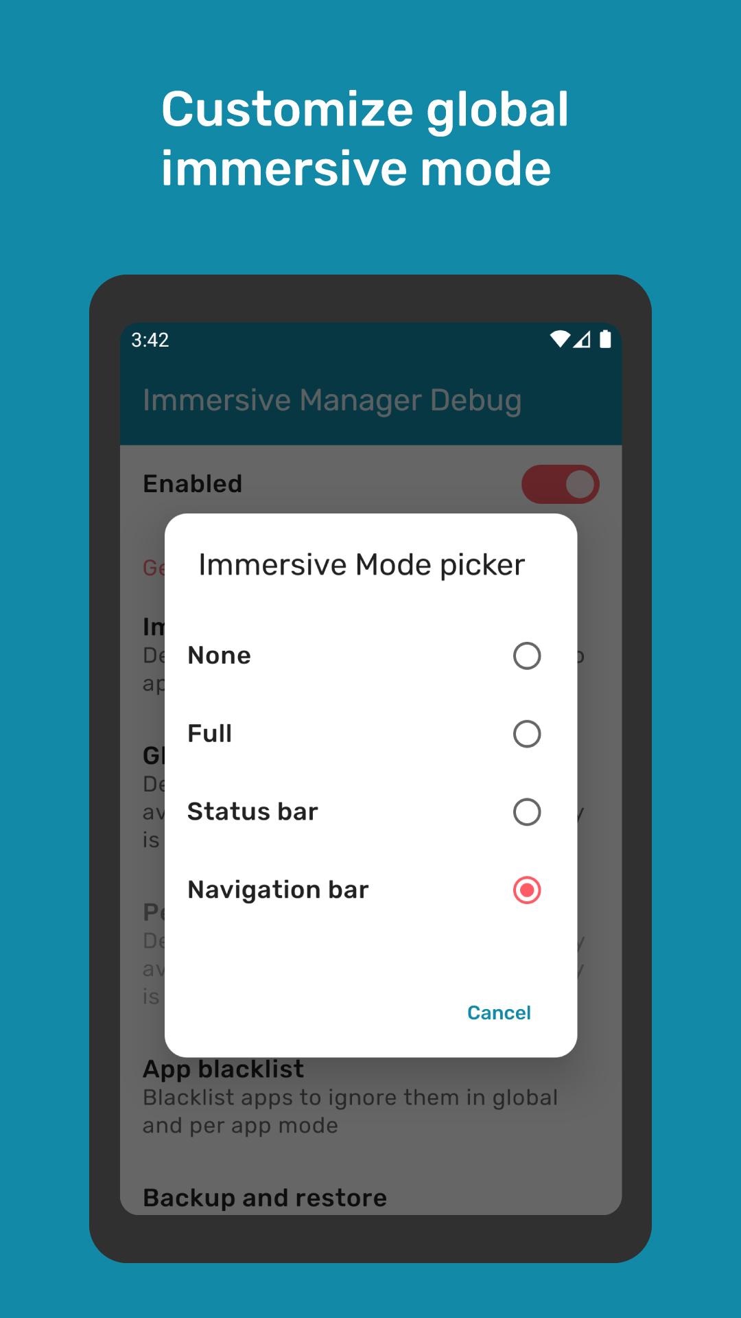 Immersive Mode Manager Latest Version 2 3 6 for Android Immersive Mode Manager Latest Version 2 3 6 for Android