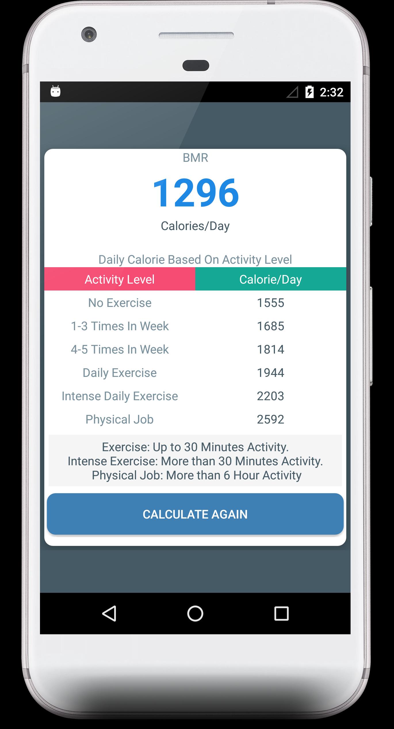 Basal Metabolic Rate Calculator - Estimate calorie APK pour Android  Télécharger