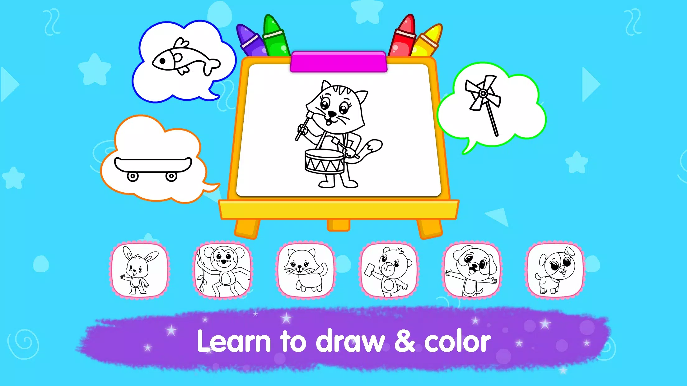 Aprender a Desenhar! Livro de Colorir Bebe Jogos Educativos Para