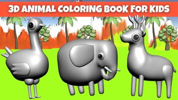 livre de coloriage animal 3D Affiche