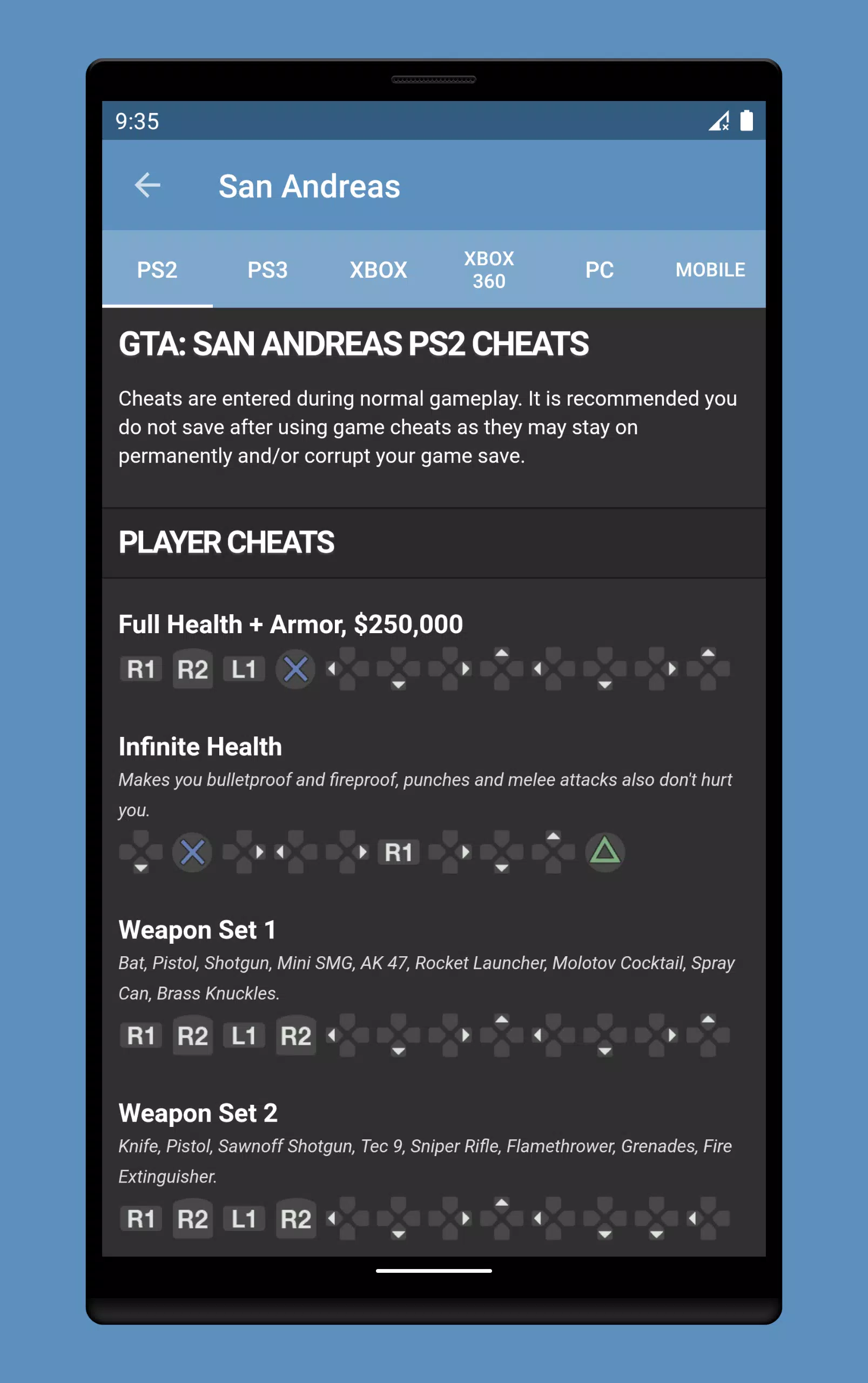 Скачать Tips Cheats Codes G.T.A San andreas PS3 APK для Android