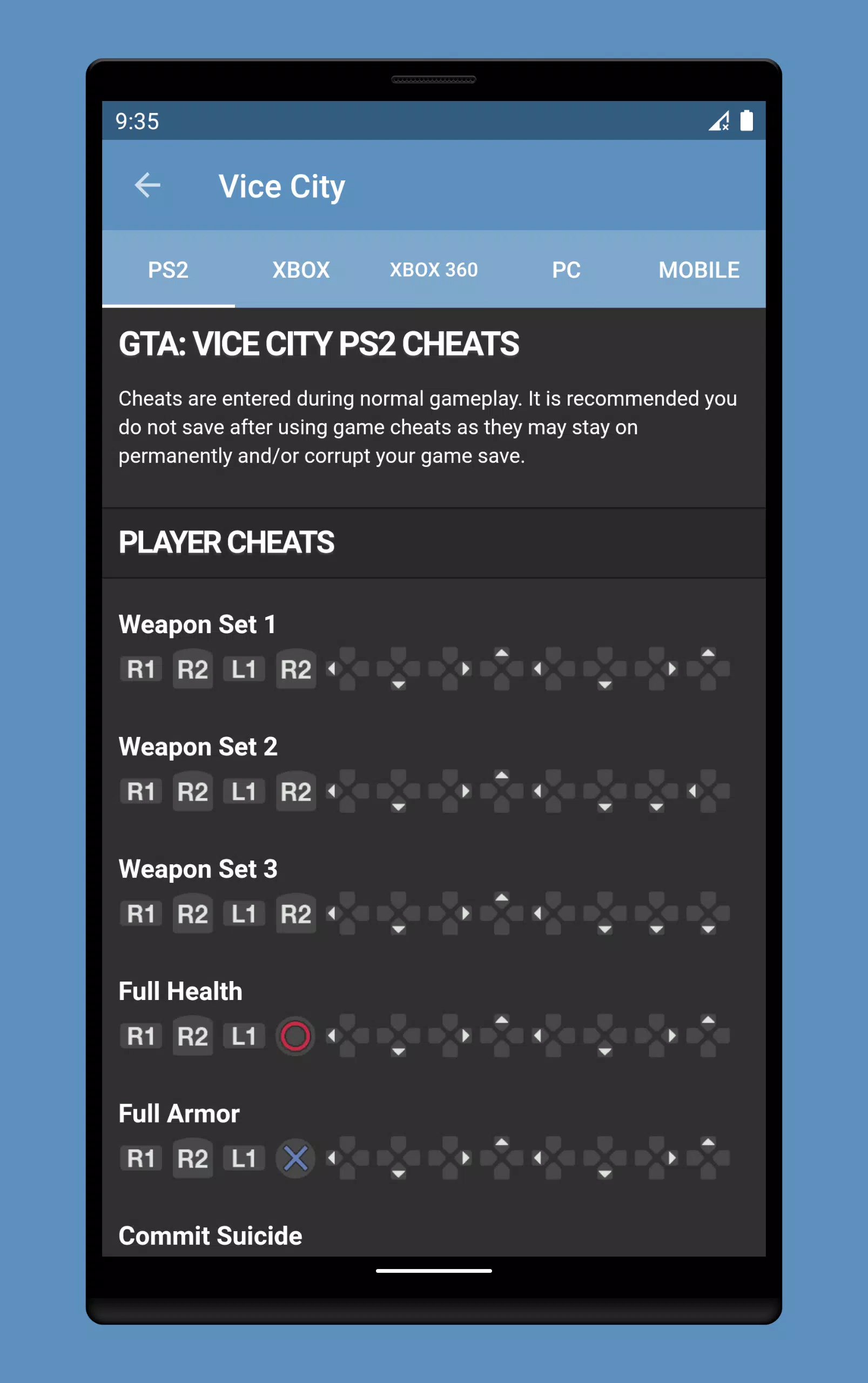 Cheat Codes for GTA Vice City (1.0.6) download no Android apk