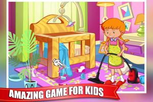 Poster princess doll house cleaning game for girls