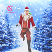 Père Noël saut en parachute coureur ruée vers Noël