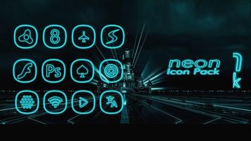 Neon icon pack ligth Blue them poster