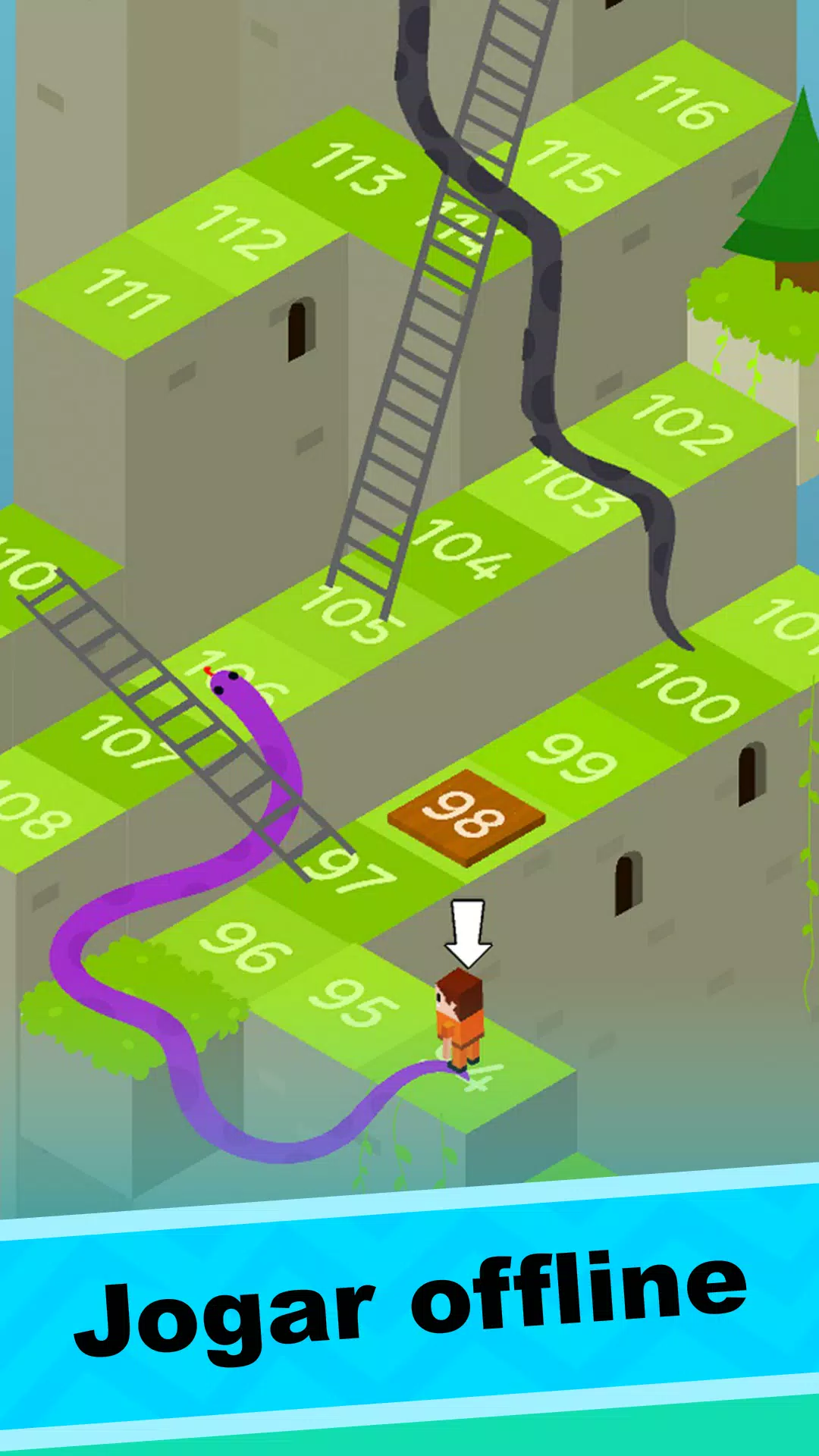 Jogo de tabuleiro snakes and ladders para atividade educacional