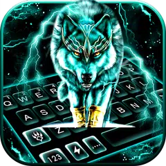 最新版、クールな Thunder Neon Wolf のテーマキーボード アプリダウンロード