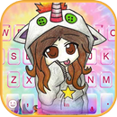 Tema Keyboard Tie Dye Girl Unicorn APK