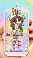 Tema Keyboard Tie Dye Girl Unicorn Cartaz