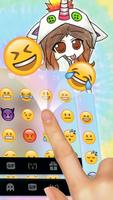 Tema Keyboard Tie Dye Girl Unicorn imagem de tela 2